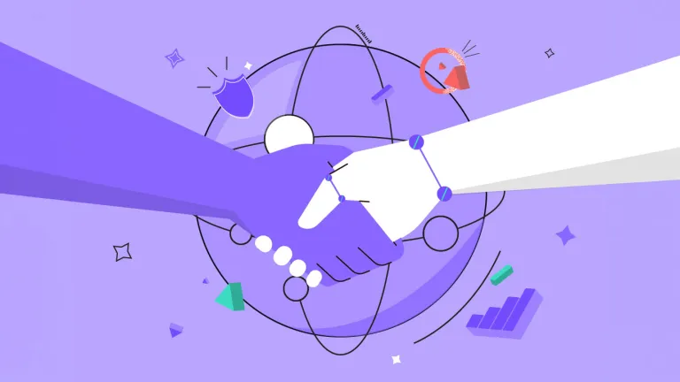 AI and normal hand shaking hands