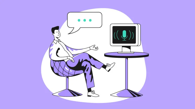man talking to computer