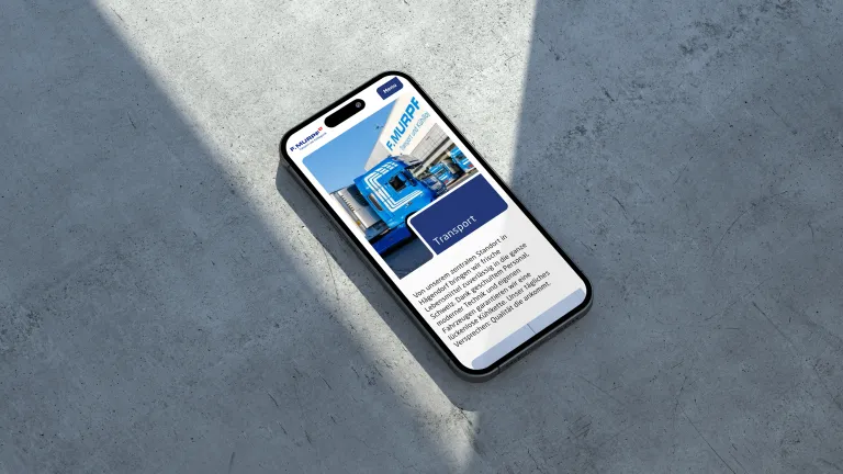 iPhone, das die Website von F. Murpf zeigt