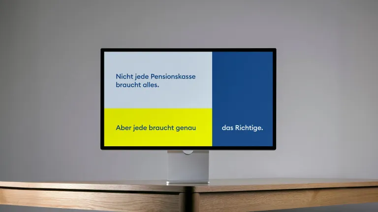 Mockup of a screen depicting PK Rück slogan