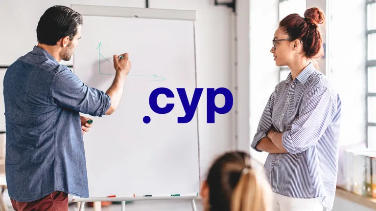 cyp logo on image of man and woman writing on whiteboard