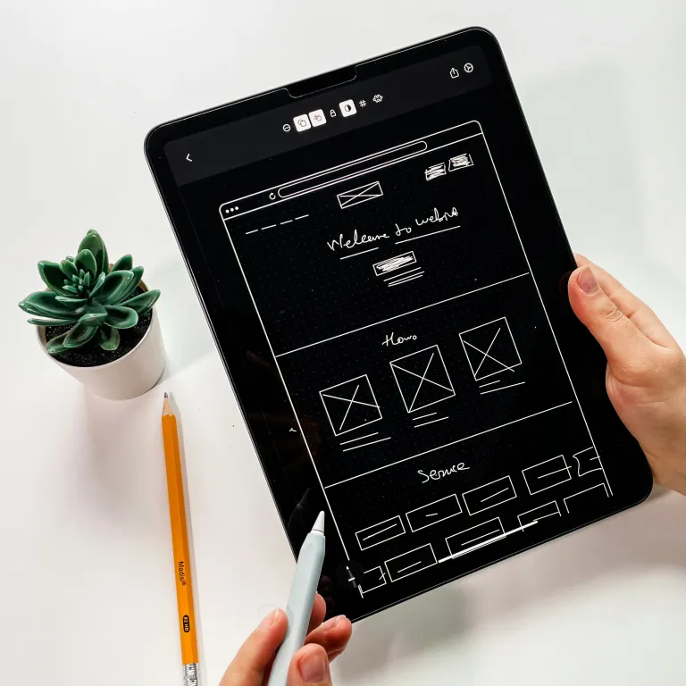 wireframes auf einem iPad