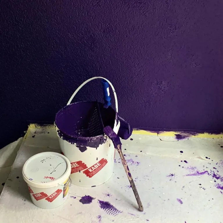 painting work of purple wall