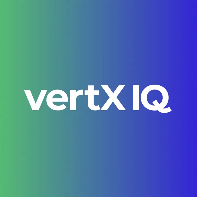 VertX IQ Logo on green blue background