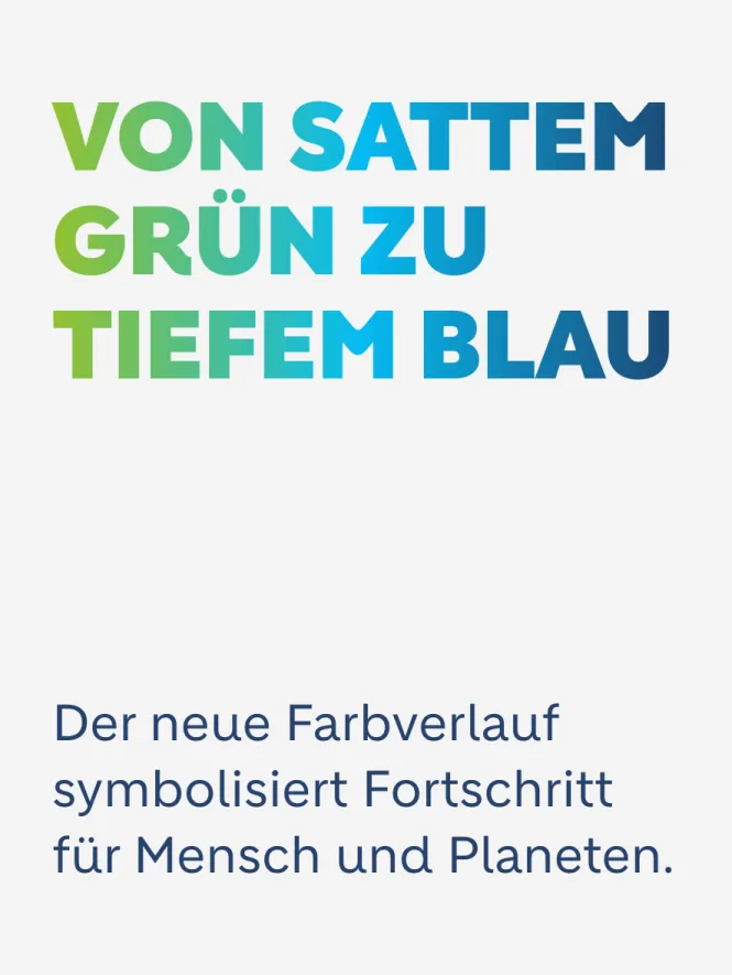 Text auf grauem Hintergrund, der den neuen Holcim-Gradienten von Grün zu Blau beschreibt