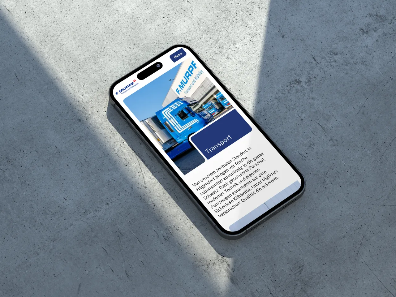 iPhone, das die Website von F. Murpf zeigt