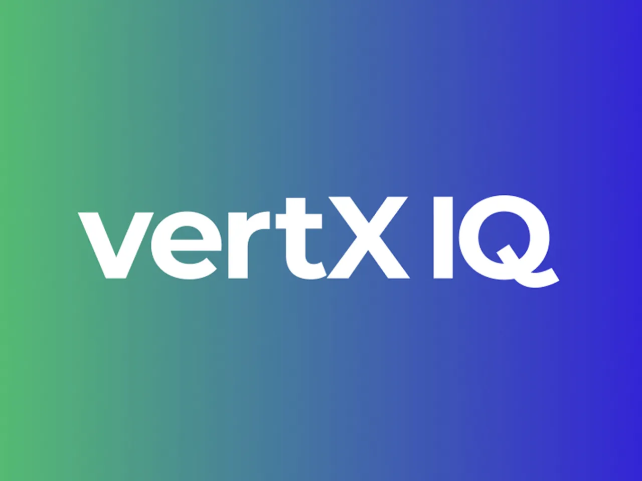 Logo VertX IQ on green/blue background