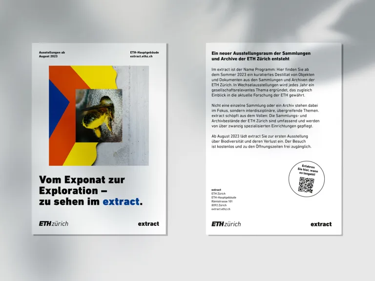 Front and back page flyer of an ETH Extract advertising