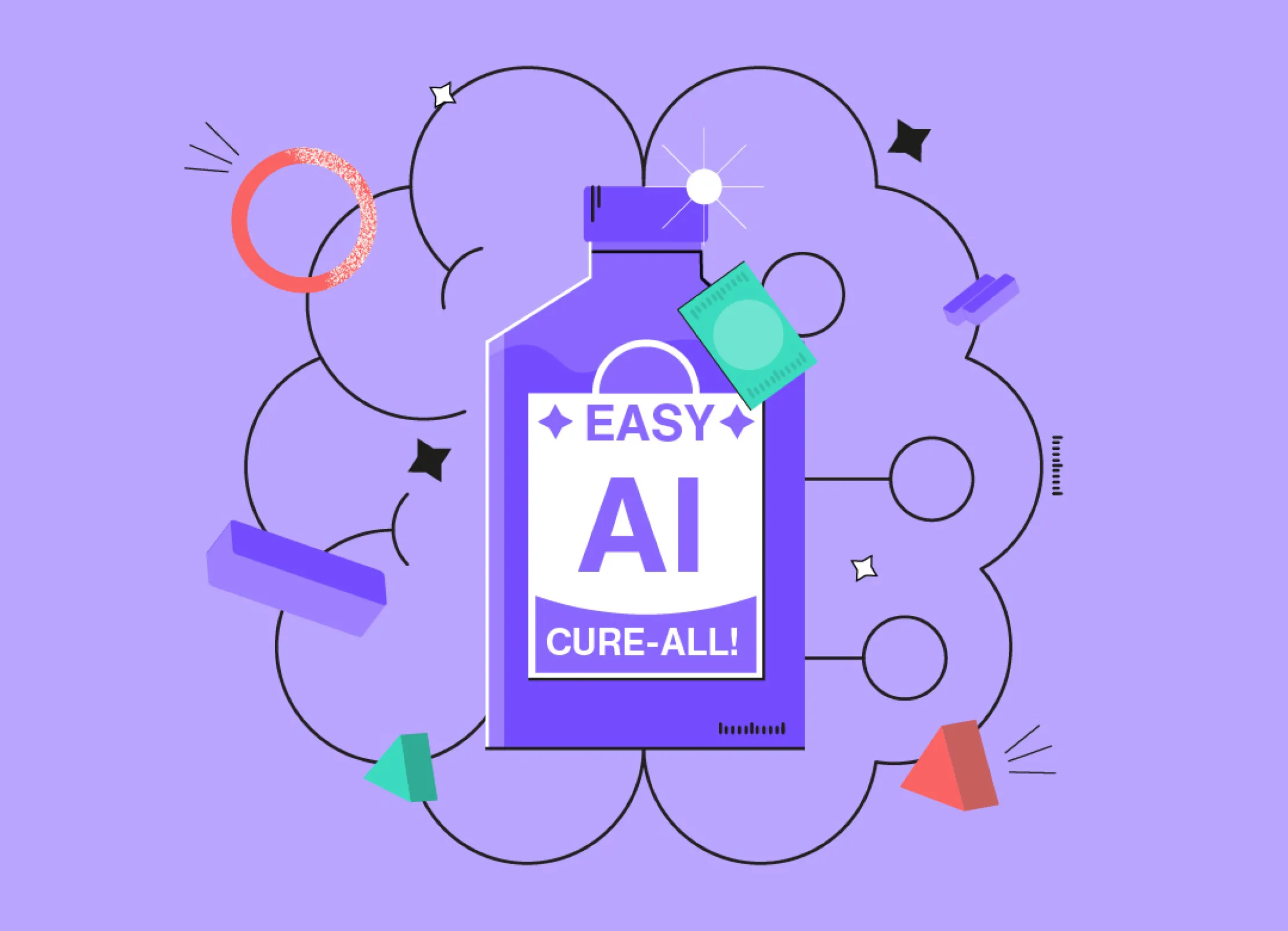 snake oil bottle with label saying AI cure-all!