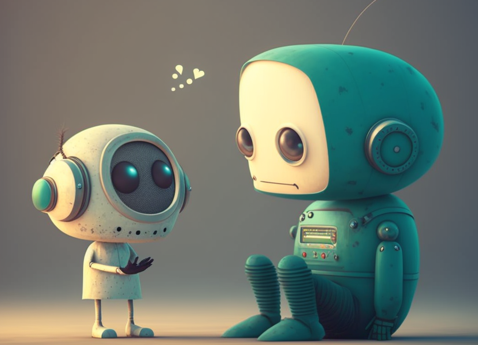 cute robot chatting with human