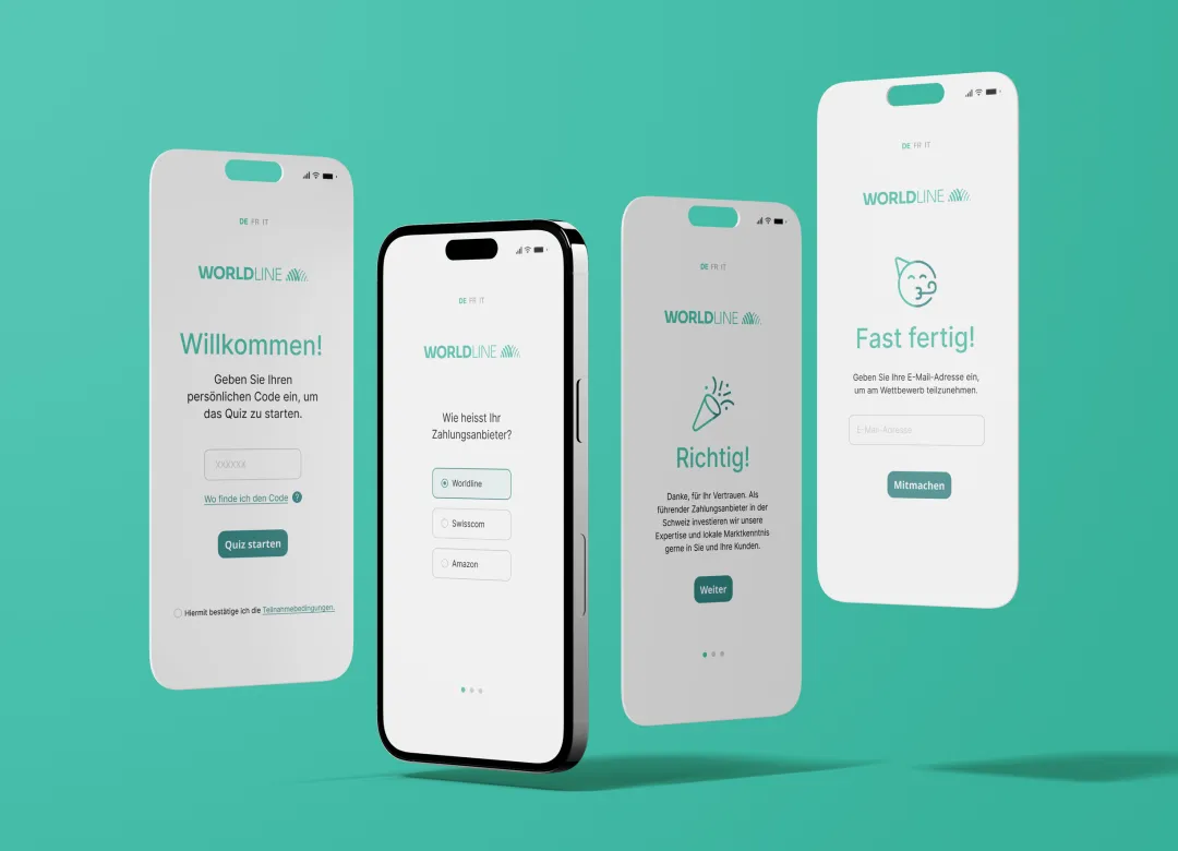 mobile phone screens on green background